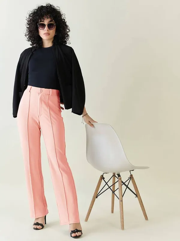 Peach_Viscose_Rayon_Trousers_For_Women