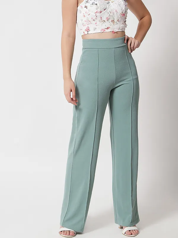 Teal_Viscose_Rayon_Trousers_For_Women