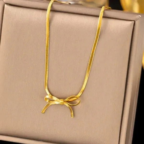 Gold_Bow_Knot_Snake_Anti-Tarnish_Stainless_Steel_Chain_Necklace