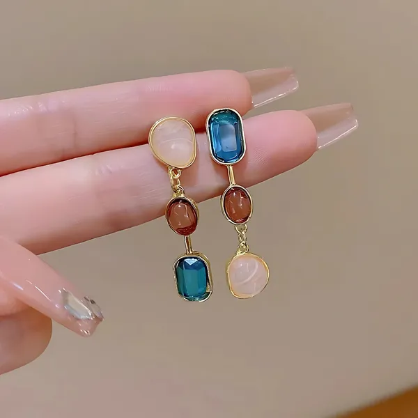 Multicolor_Asymmetrical_Gemstone_Adjustable_Earrings
