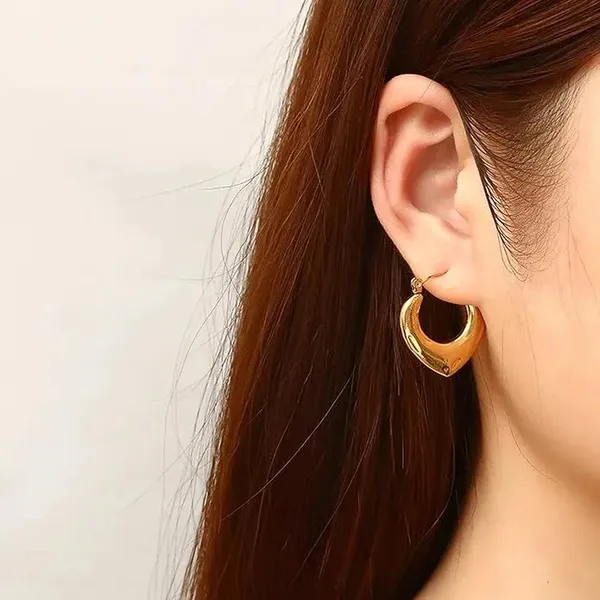 Gold_Love_Shaped_Cross_Border_Anti-Tarnish_Stainless_Steel_Hoops_Earrings