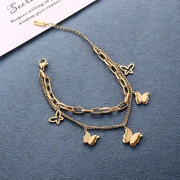 Gold_Butterfly_Charm_Dual_Layer_Chain_Bracelet