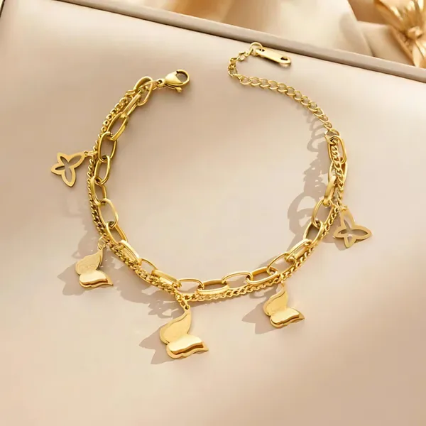 Gold_Butterfly_Charm_Dual_Layer_Chain_Bracelet
