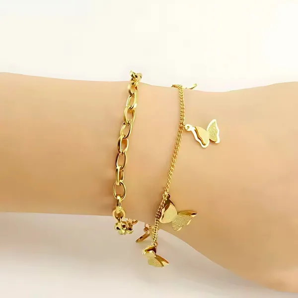 Gold_Butterfly_Charm_Dual_Layer_Chain_Bracelet