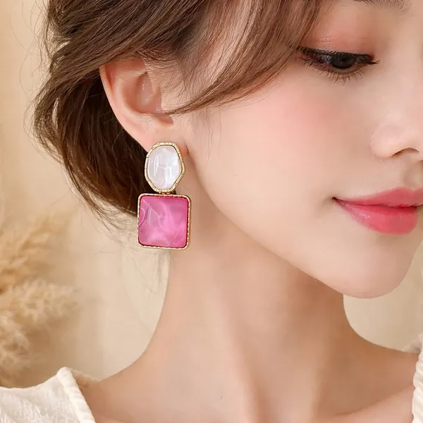 Korean_Geometric_Square_White_&_Pink_Drop_Earrings