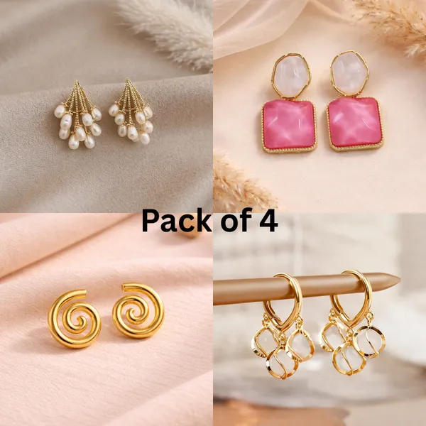 Pack_of_4_-_Korean_Earrings_for_daily_use_|_Anti_Tarnish_|_Minimal_&_Aesthetic_Look