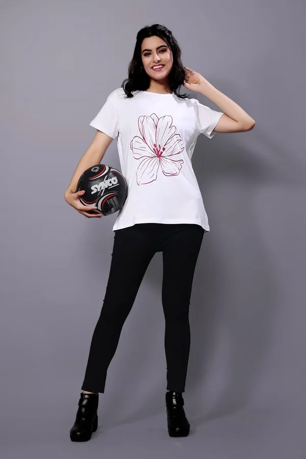 White_Modern_Cotton_Printed_Regular_Fit,_Stylish_&_Comfortable_Regular_Fit_T-Shirt_For_Women