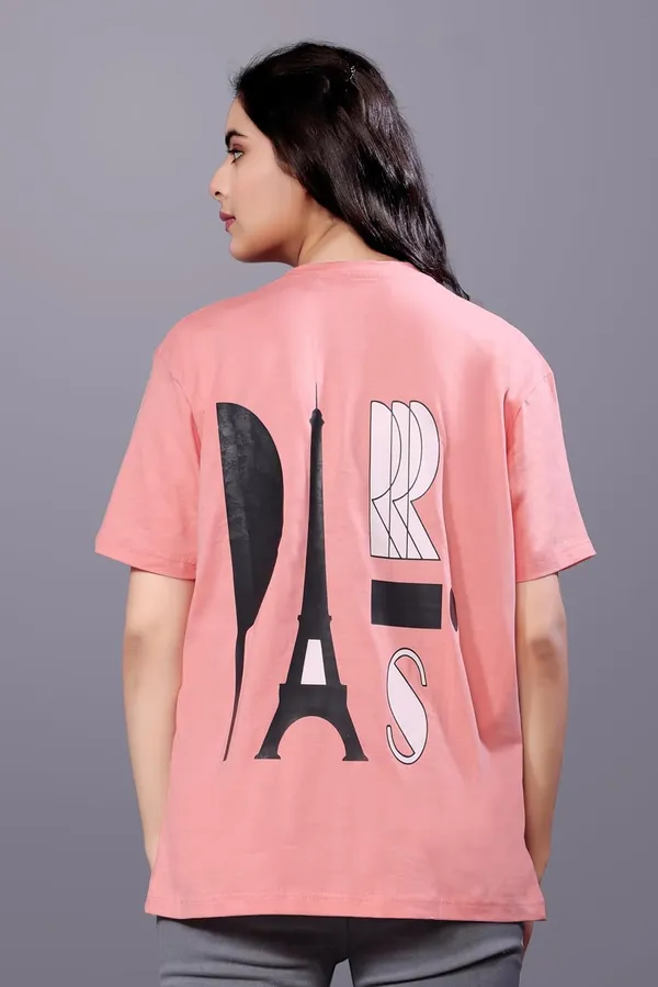 Peach_Cotton_Top_With_Letter_Print_Stylish,_Comfortable,_And_Trendy_Design_Casual_Outfits_Regular_Fit_T-Shirt_For_Women