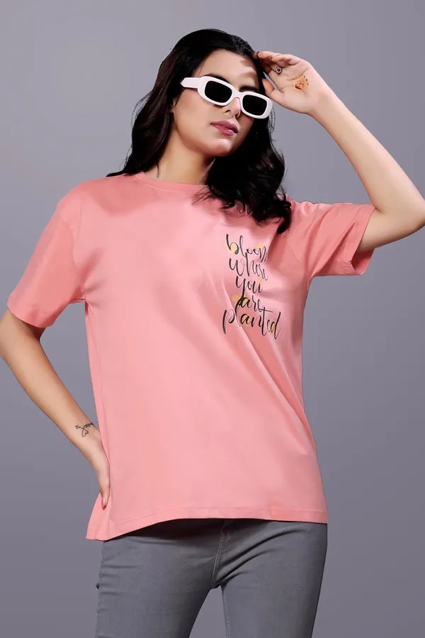 Peach_Digital_Printed_Cotton_Stylish_And_Versatile_Casual_Wear_With_Bold_Graphics_Regular_Fit_T-Shirt_For_Women
