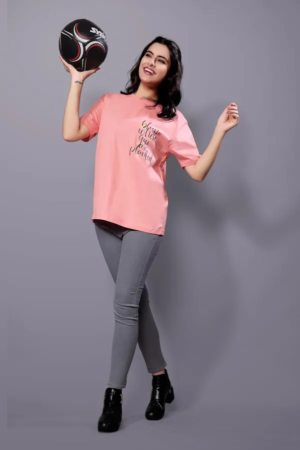 Peach_Digital_Printed_Cotton_Stylish_And_Versatile_Casual_Wear_With_Bold_Graphics_Regular_Fit_T-Shirt_For_Women