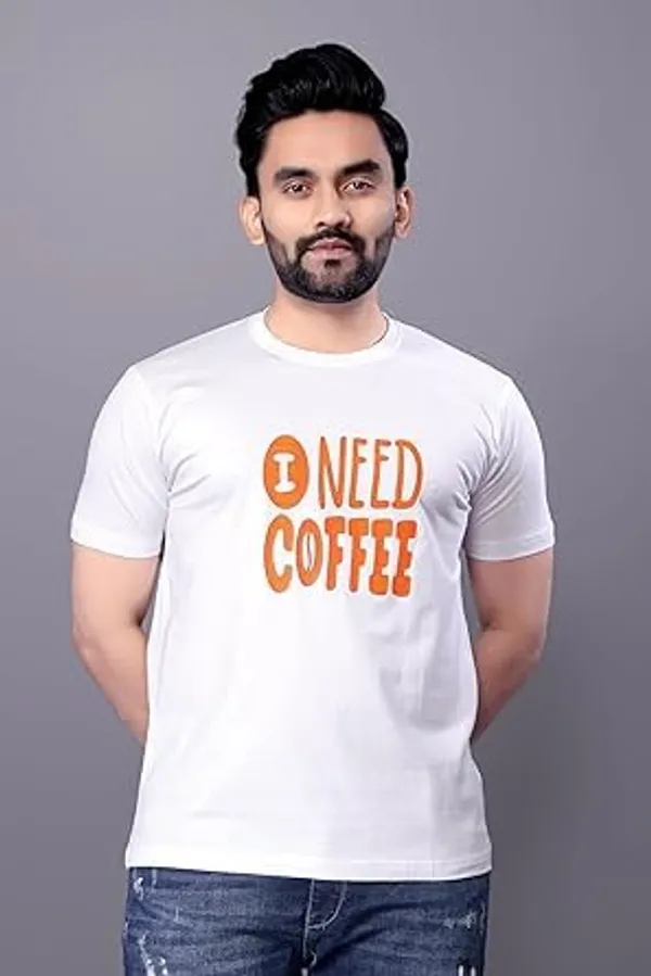 White_I_Need_Coffee_Classic_Cotton_Comfortable,_Lightweight,_And_Stylish_Regular_Fit_T-Shirt_For_Men