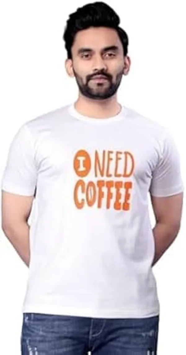 White_I_Need_Coffee_Classic_Cotton_Comfortable,_Lightweight,_And_Stylish_Regular_Fit_T-Shirt_For_Men