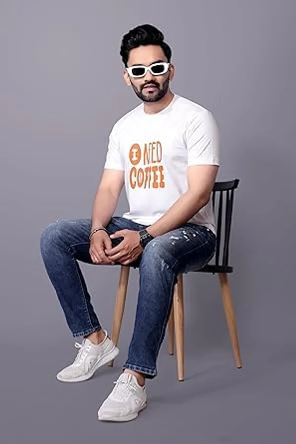 White_I_Need_Coffee_Classic_Cotton_Comfortable,_Lightweight,_And_Stylish_Regular_Fit_T-Shirt_For_Men