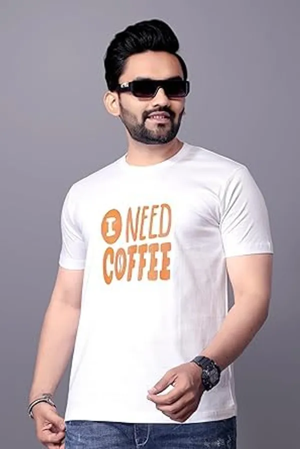 White_I_Need_Coffee_Classic_Cotton_Comfortable,_Lightweight,_And_Stylish_Regular_Fit_T-Shirt_For_Men