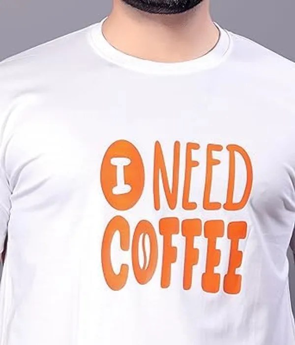 White_I_Need_Coffee_Classic_Cotton_Comfortable,_Lightweight,_And_Stylish_Regular_Fit_T-Shirt_For_Men