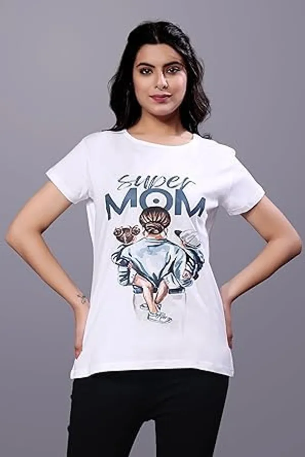 White_Printed_Stylish_Cotton_Top,_Comfortable_And_Trendy_Design,_Perfect_Regular_Fit_T-Shirt_For_Women