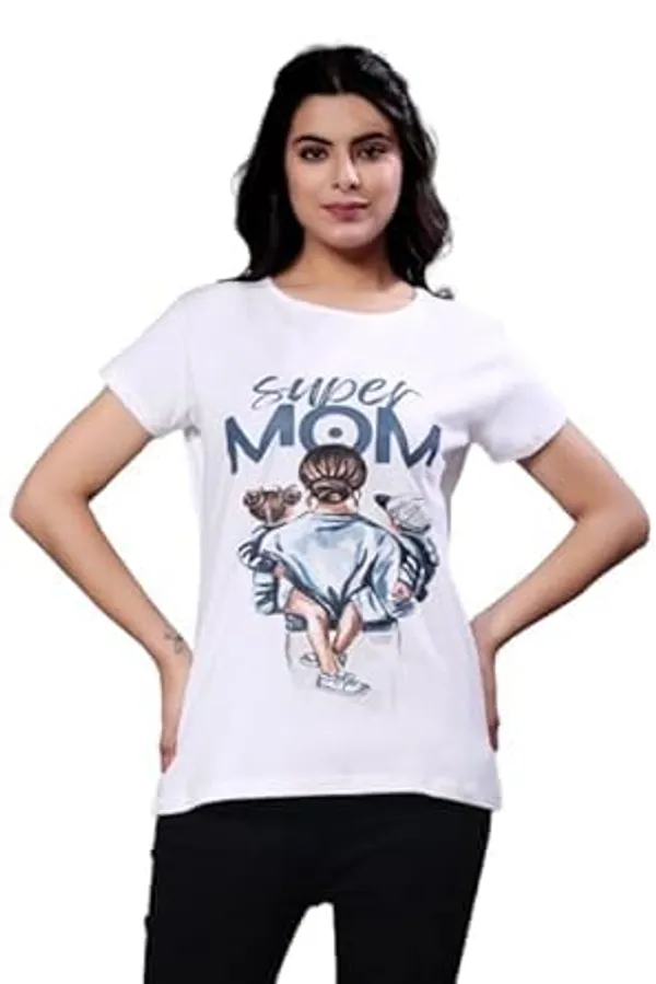 White_Printed_Stylish_Cotton_Top,_Comfortable_And_Trendy_Design,_Perfect_Regular_Fit_T-Shirt_For_Women