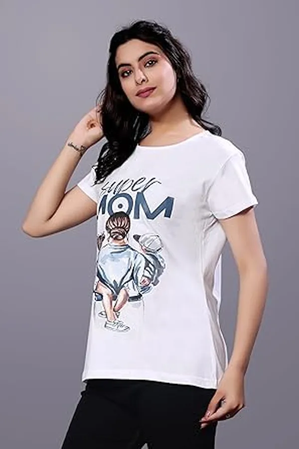 White_Printed_Stylish_Cotton_Top,_Comfortable_And_Trendy_Design,_Perfect_Regular_Fit_T-Shirt_For_Women