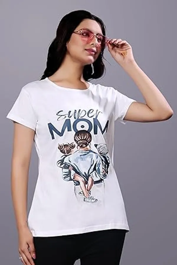 White_Printed_Stylish_Cotton_Top,_Comfortable_And_Trendy_Design,_Perfect_Regular_Fit_T-Shirt_For_Women