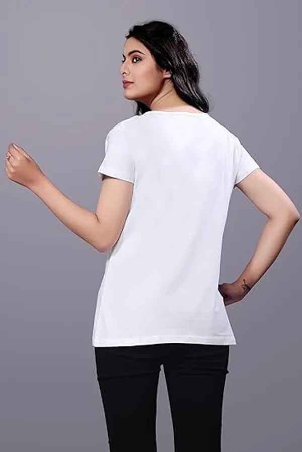 White_Printed_Stylish_Cotton_Top,_Comfortable_And_Trendy_Design,_Perfect_Regular_Fit_T-Shirt_For_Women