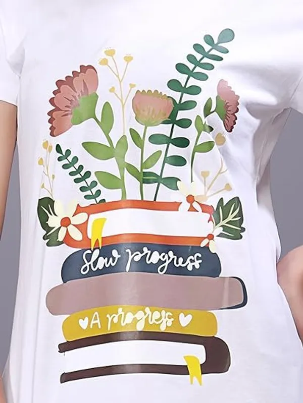 White_Printed_Stylish_Cotton_Top,_Comfortable_And_Trendy_Design,_Perfect_Regular_Fit_T-Shirt_For_Women