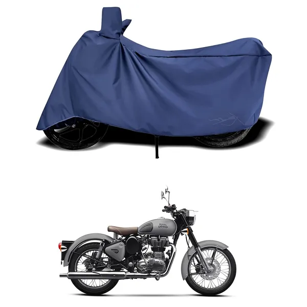 New_Bullet_Classic_350_Water_Resistant_-_UV_Protection_&_Dust_Proof_Full_Bike_-_Scooty_Two_Wheeler_Body_Cover_For_Bullet_Classic_350_(Navy_Blue)