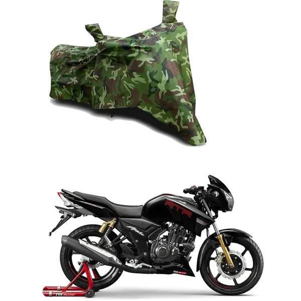 TVS_Apache_Rtr_160_Disc_Universal_Motorcycle_Bike/Scooty_Two_Wheeler_Safety_Full_Body_Cover_TVS_Apache_Rtr_160_Disc_Green_Military_Ke-K-396