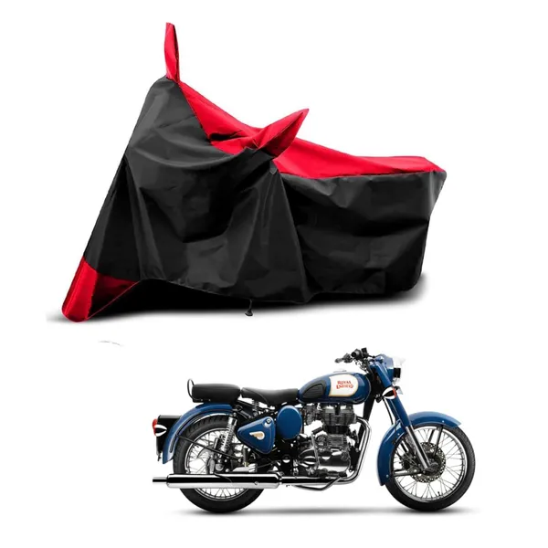 New_Royal_Enfields_Classic_350_Water_Resistant_-_UV_Protection_&_Dust_Proof_Full_Bike_-_Scooty_Two_Wheeler_Body_Cover_For_Royal_Enfields_Classic_350_Red_Patta_Kkb-410