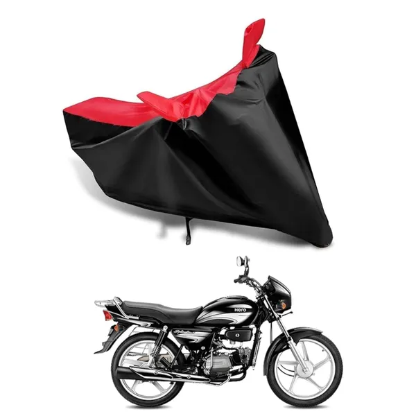 New_Hero_Splendor_Plus_I3S_Universal_Motorcycle_Bike/Scooty_Two_Wheeler_Safety_Full_Body_Cover_Hero_Splendor_Plus_I3S_Red_Black_Kk-209