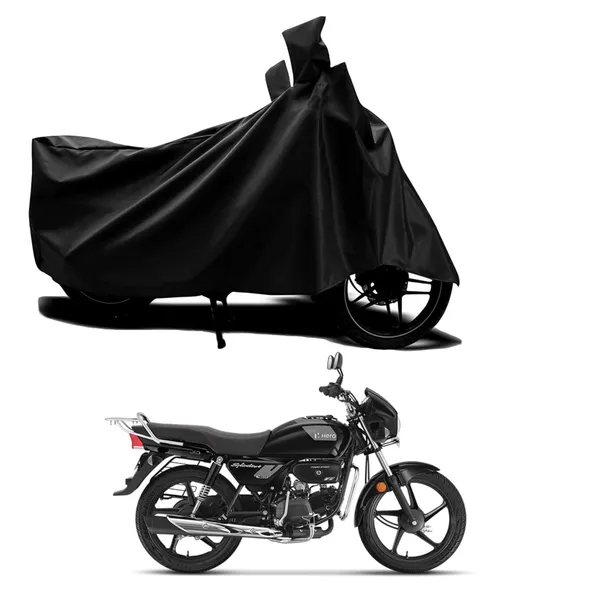 New_Hero_Splendor_Plus_Xtec_Water_Resistant_-_UV_Protection_&_Dust_Proof_Full_Bike_-_Scooty_Two_Wheeler_Body_Cover_For_Hero_Splendor_Plus_Xtec_(Black_Ka-200)