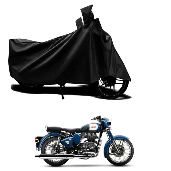 New_Royal_Enfields_Bullet_350_Water_Resistant_-_UV_Protection_&_Dust_Proof_Full_Bike_-_Scooty_Two_Wheeler_Body_Cover_For_Royal_Enfields_Bullet_350_(Black_Ka-392)