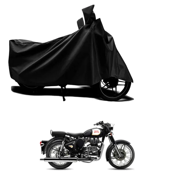 New_Royal_Enfields_Bullet_350_Water_Resistant_-_UV_Protection_&_Dust_Proof_Full_Bike_-_Scooty_Two_Wheeler_Body_Cover_For_Royal_Enfields_Bullet_350_(Black_Ka-391)