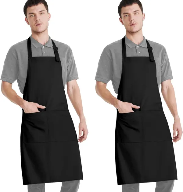 Apron_Black_Home_Kitchen_Waterproof_Dustproof_Unisex_Aprons_Front_Side_Pocket_For_Men_And_Women_Perfect_For_Restaurant_Coffee_House_Cooking_Cleaning_Fish_Use_Apron_Anywhere,_Pack_Of_2