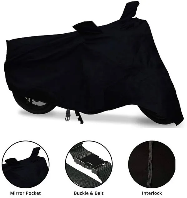 TVS_Super_XL_100_Full_Bike_Scooty_Two_Wheeler_Body_Cover_Water_Resistant_-_UV_Protection_&_Dustproof_Belt_Buckle_Mirror_Pockets_Motorcycle_Cover_TVS_Super_XL_100_Black