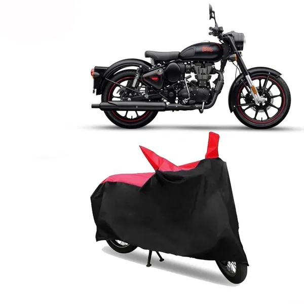 New_Royal_Enfields_Classic_350_Water_Resistant_-_UV_Protection_&_Dust_Proof_Full_Bike_-_Scooty_Two_Wheeler_Body_Cover_For_Royal_Enfields_Classic_350_(Red_Black)