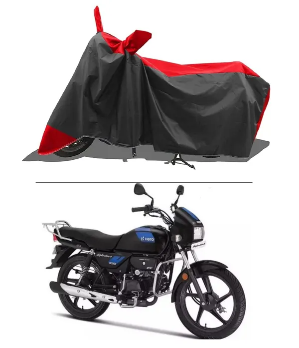 Hero_Splendor_Plus_Xtech_All_Models_Bs5_Bs6_Bike_Cover_With_Water_Resistant&Dust_Proof_Premium_190T_Fabric(Red_Black_Patta)A_Perfect_Tow_Wheeler_B_Cover_For_Hero_Splendor+Xtech_3G_4G_5G_6G,Multi