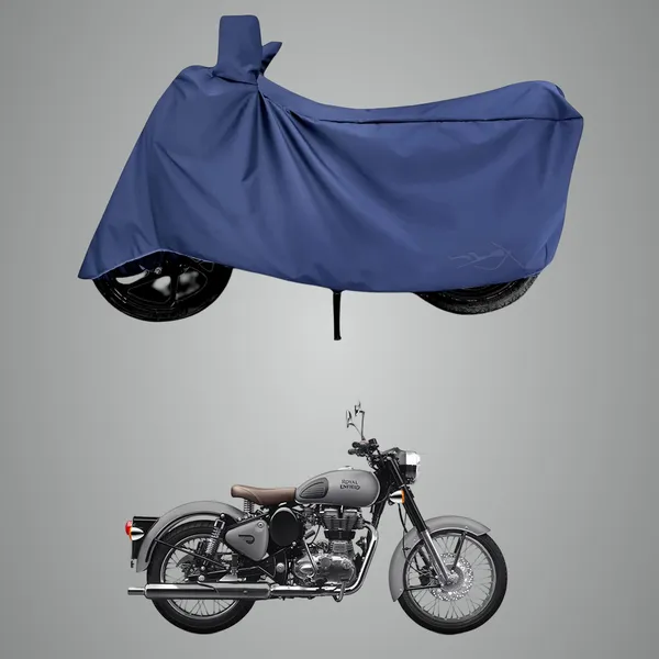 New_Bullet_Classic_350_Water_Resistant_-_UV_Protection_&_Dust_Proof_Full_Bike_-_Scooty_Two_Wheeler_Body_Cover_For_Bullet_Classic_350_(Navy_Blue)