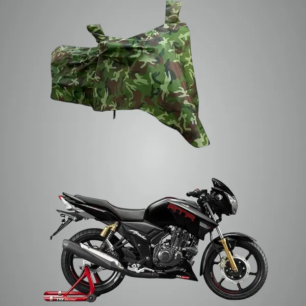 TVS_Apache_Rtr_160_Disc_Universal_Motorcycle_Bike/Scooty_Two_Wheeler_Safety_Full_Body_Cover_TVS_Apache_Rtr_160_Disc_Green_Military_Ke-K-396