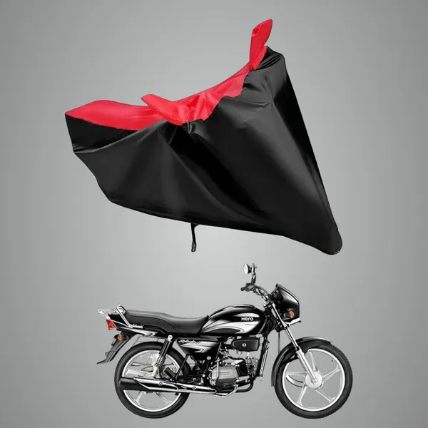 New_Hero_Splendor_Plus_I3S_Universal_Motorcycle_Bike/Scooty_Two_Wheeler_Safety_Full_Body_Cover_Hero_Splendor_Plus_I3S_Red_Black_Kk-209