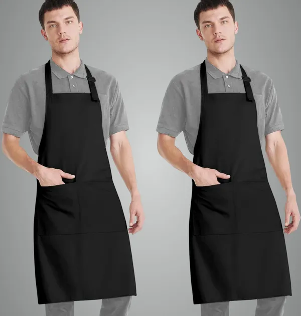 Apron_Black_Home_Kitchen_Waterproof_Dustproof_Unisex_Aprons_Front_Side_Pocket_For_Men_And_Women_Perfect_For_Restaurant_Coffee_House_Cooking_Cleaning_Fish_Use_Apron_Anywhere,_Pack_Of_2