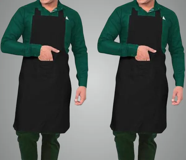 Black_Apron_Waterproof_Home_Kitchen_Full_Size_Men_Women_Kids_Unisex_With_Mirror_Pockets_Restaurant_Coffee_House_Cooking,_Cleaning_Fish_Bar_Salon_Pack_Of_2
