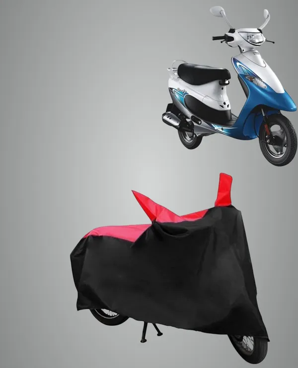 New_TVS_Teenz_Water_Resistant_-_UV_Protection_&_Dust_Proof_Full_Bike_-_Scooty_Two_Wheeler_Body_Cover_For_TVS_Teenz_(Red_Black)