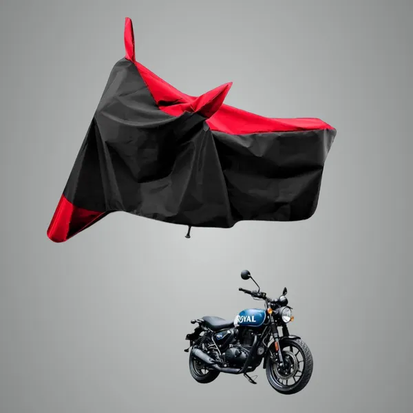 New_Royal_Enfields_Hunter_350_Bs6_Water_Resistant_-_UV_Protection_&_Dust_Proof_Full_Bike_-_Scooty_Two_Wheeler_Body_Cover_For_Royal_Enfields_Hunter_350_Bs6_(Red_Patta)
