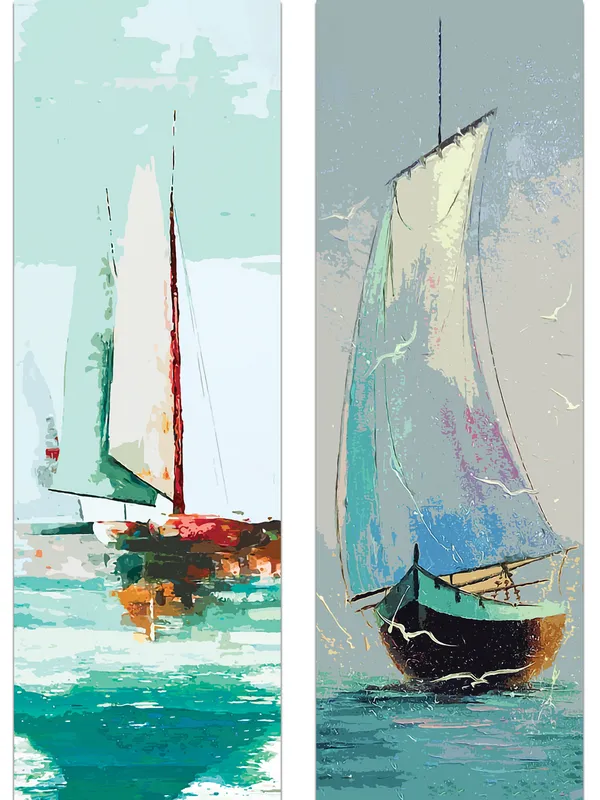 Premium_Canvas_Print_Of_Sailboat_At_Sea-A_Art_-_12InchX36Inch_Stretched_And_Framed_In_Teakwood_With_Back_Support