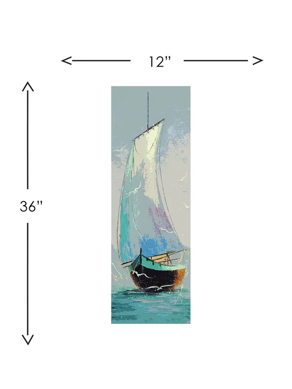 Premium_Canvas_Print_Of_Sailboat_At_Sea-A_Art_-_12InchX36Inch_Stretched_And_Framed_In_Teakwood_With_Back_Support