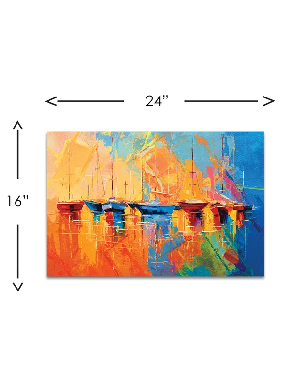 Premium_Canvas_Print_Of_Abstract_Art_Of_Boat_At_Sea-A_Art_-_16InchX24Inch_Stretched_And_Framed_In_Teakwood_With_Back_Support