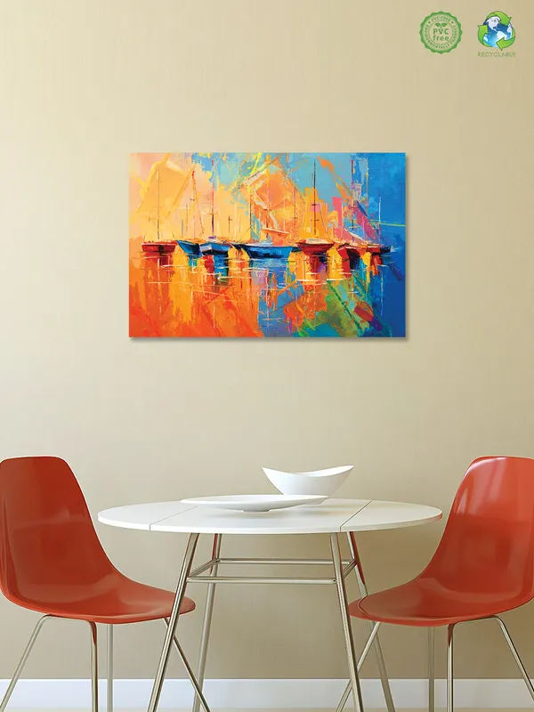 Premium_Canvas_Print_Of_Abstract_Art_Of_Boat_At_Sea-A_Art_-_16InchX24Inch_Stretched_And_Framed_In_Teakwood_With_Back_Support