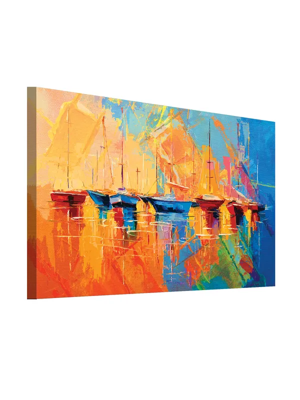 Premium_Canvas_Print_Of_Abstract_Art_Of_Boat_At_Sea-A_Art_-_16InchX24Inch_Stretched_And_Framed_In_Teakwood_With_Back_Support