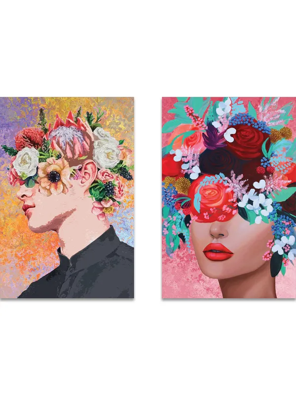 Premium_Canvas_Print_Of_Flower_Face_Art_-_16InchX24Inch_Stretched_And_Framed_In_Teakwood_With_Back_Support