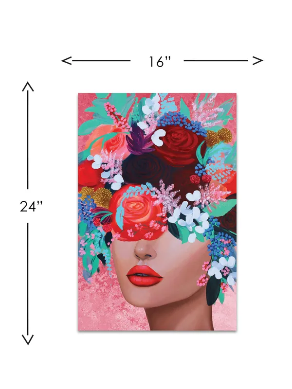 Premium_Canvas_Print_Of_Flower_Face_Art_-_16InchX24Inch_Stretched_And_Framed_In_Teakwood_With_Back_Support